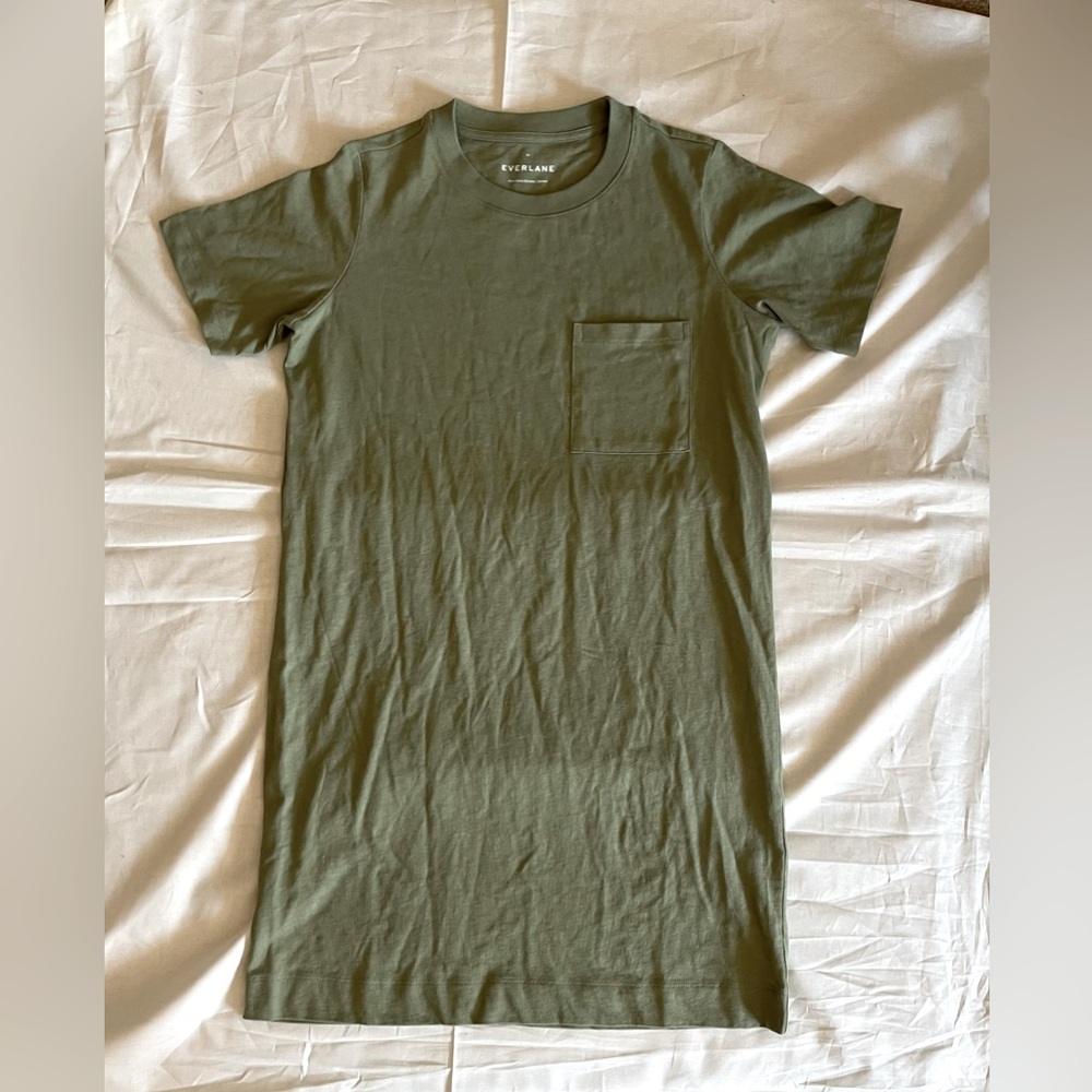 Everlane The Weekend Tee Shirt Dress Artichoke Green XS